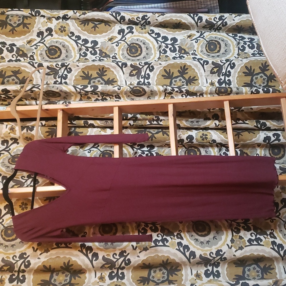 Topshop Dark Rust Double V Ribbed Maxi Dress - Size 6 US